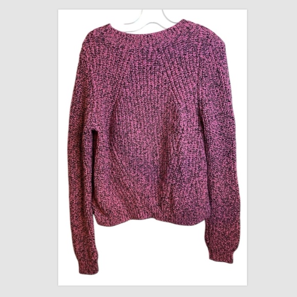 H&M Sweater Women Small Pink black speckled Crew Neck crop Pullover Long Sleeve - Picture 2 of 4